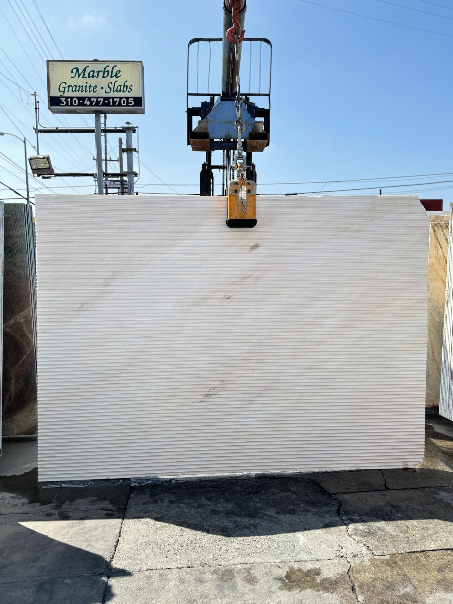 Alpine White Fluted Marble Slab Honed Stone