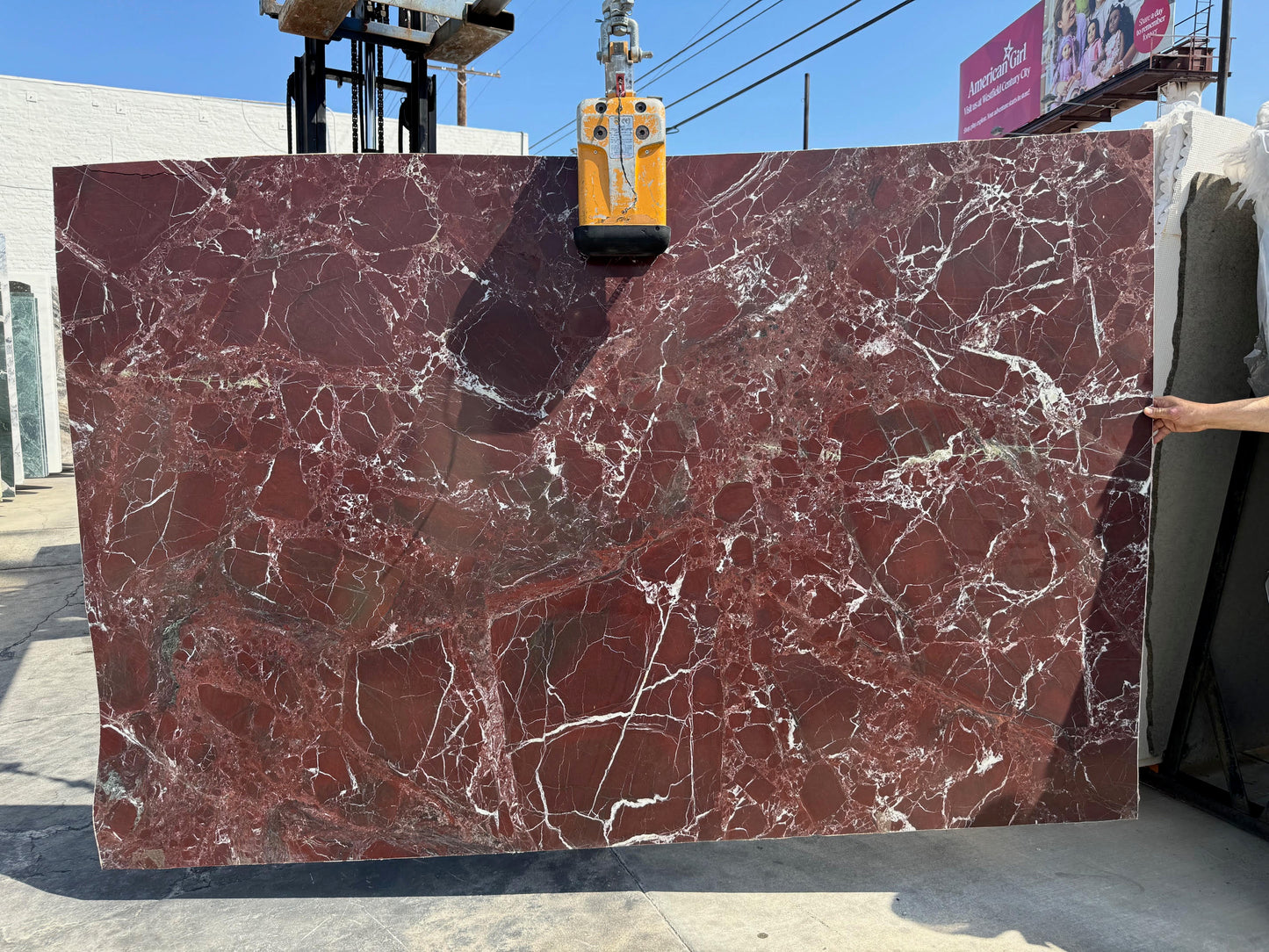Large slab of red marble available in los angeles slab yard