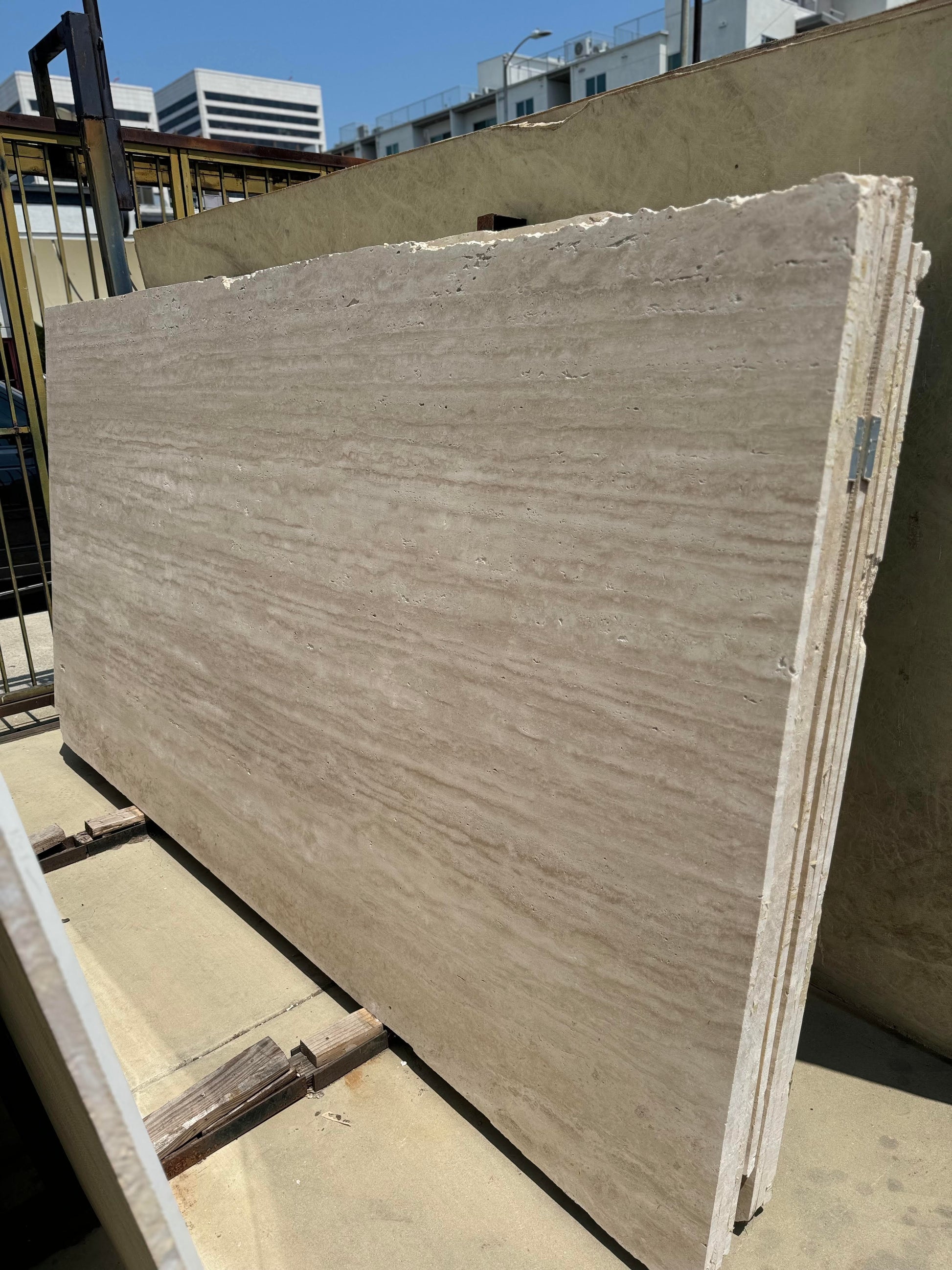Beige Travertine stone slab available in Los Angeles slab yard