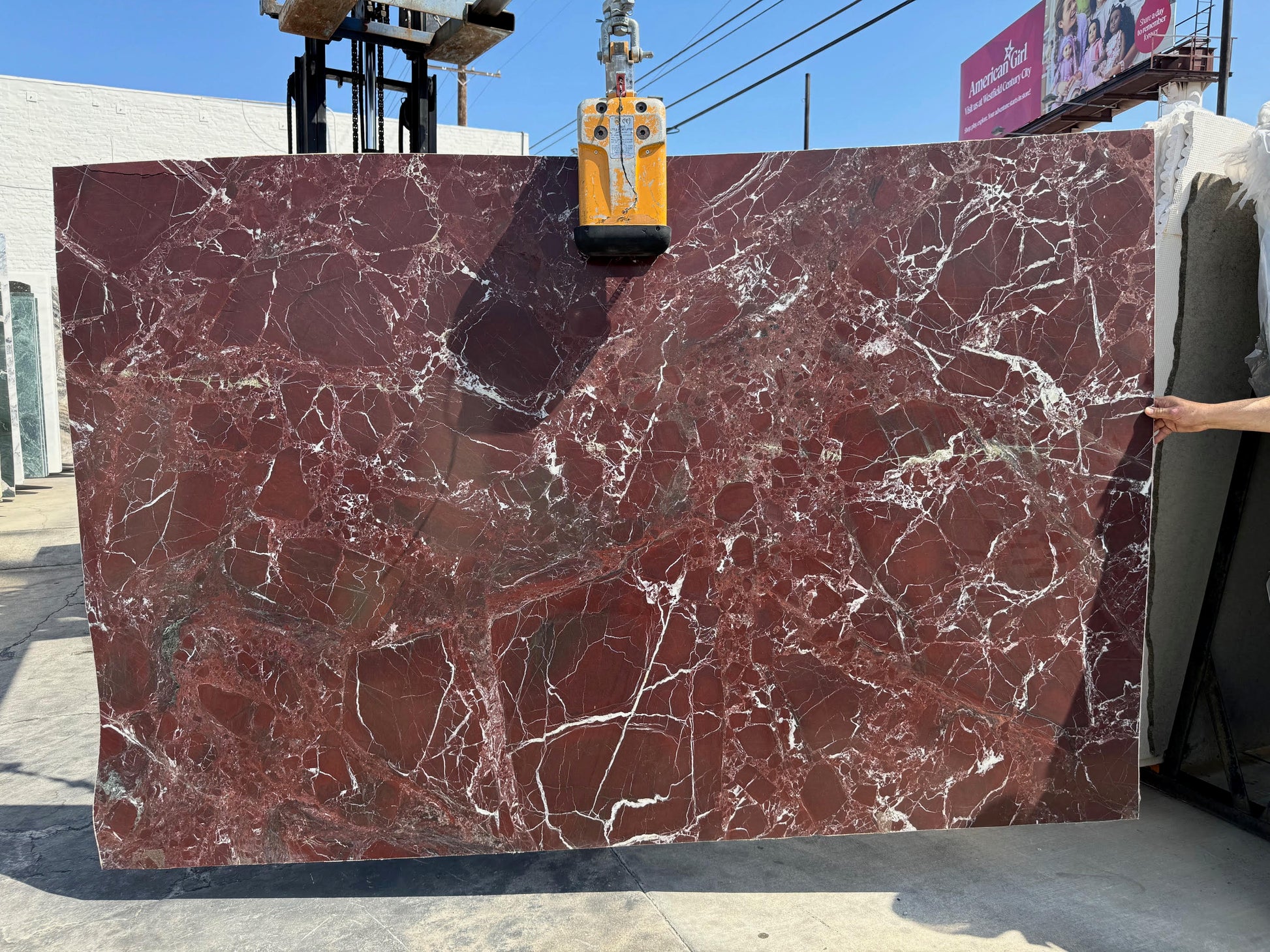 Large slab of red marble available in los angeles slab yard